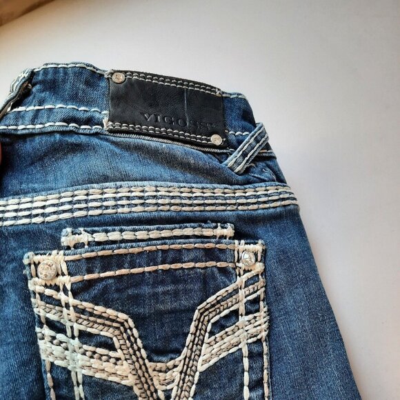 Vigoss Jeans Womens 5/6 Chelsea Capri Thick Stitch Western Cowgirl Rodeo Bling - Picture 6 of 14